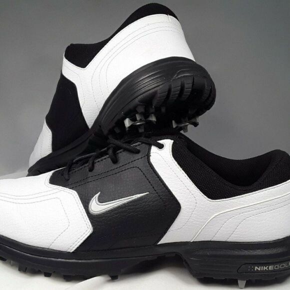 Nike  Leather‎ White Black Men Golf Shoes Size 7
